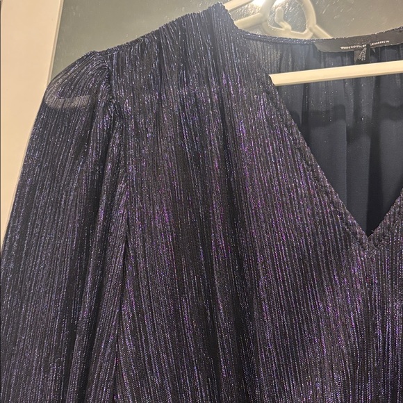 White House Black Market Shimmering Black and Purple Blouse - Picture 2 of 2